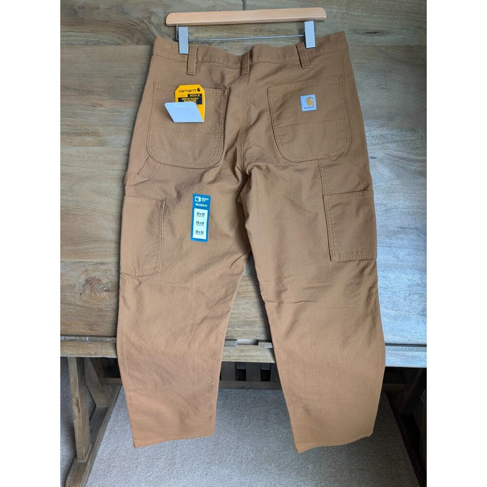 NWT Carhartt Work Pants Men's 34x32 Brown Rugged Flex Relaxed Duck Double-Front - Picture 2 of 6